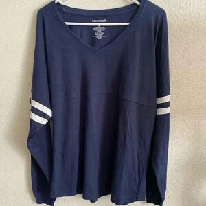 💥Navy Long Sleeve White Stripes Top M